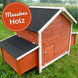 H&uuml;hnerstall aus massivem Holz mit Kotschublade Schublade zum Reinigen zooprinz Schieber T&uuml;r