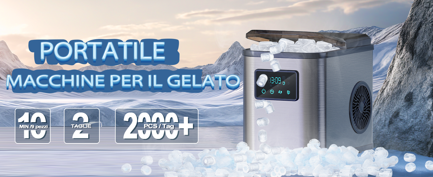Macchina per cubetti di ghiaccio con contenitore refrigerante 